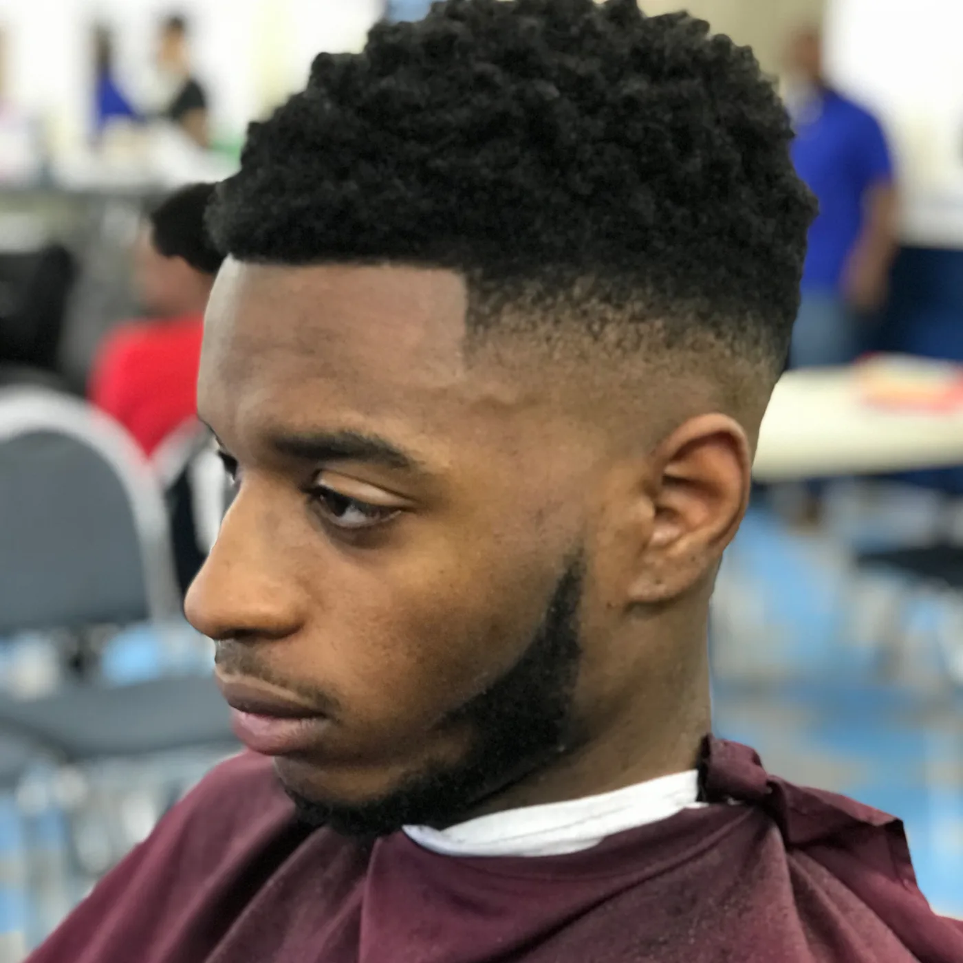 High-top fade and lineup at Unity Barbershop